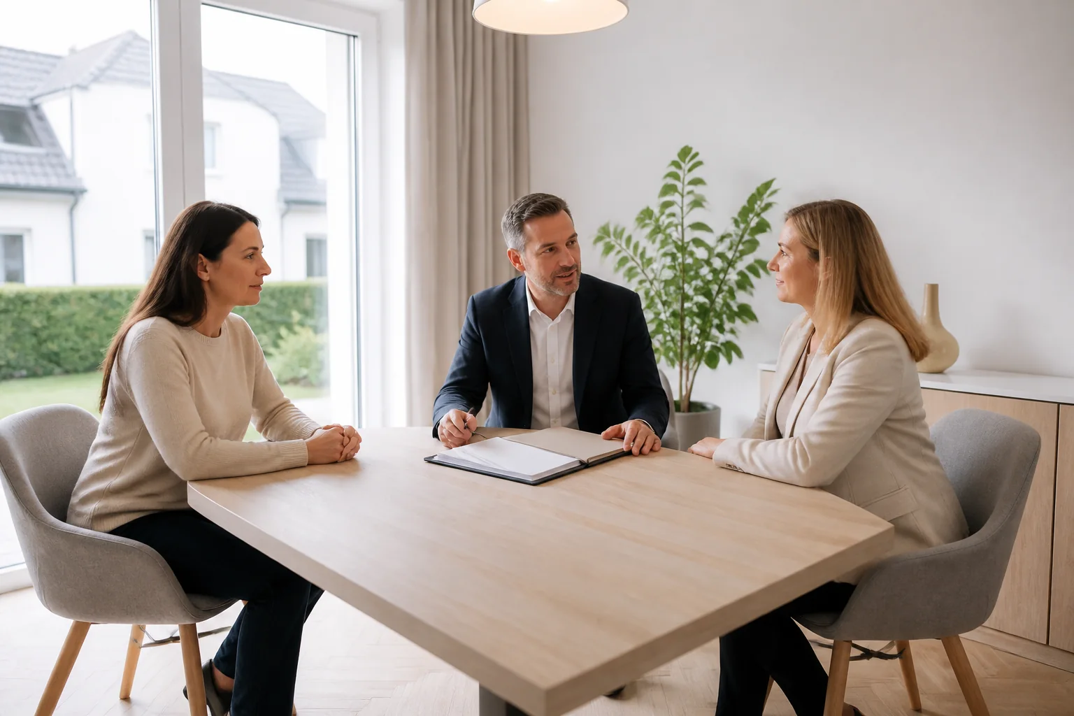 Ehepartner ordnen sachlich Unterlagen zu ihrer gemeinsamen Immobilie